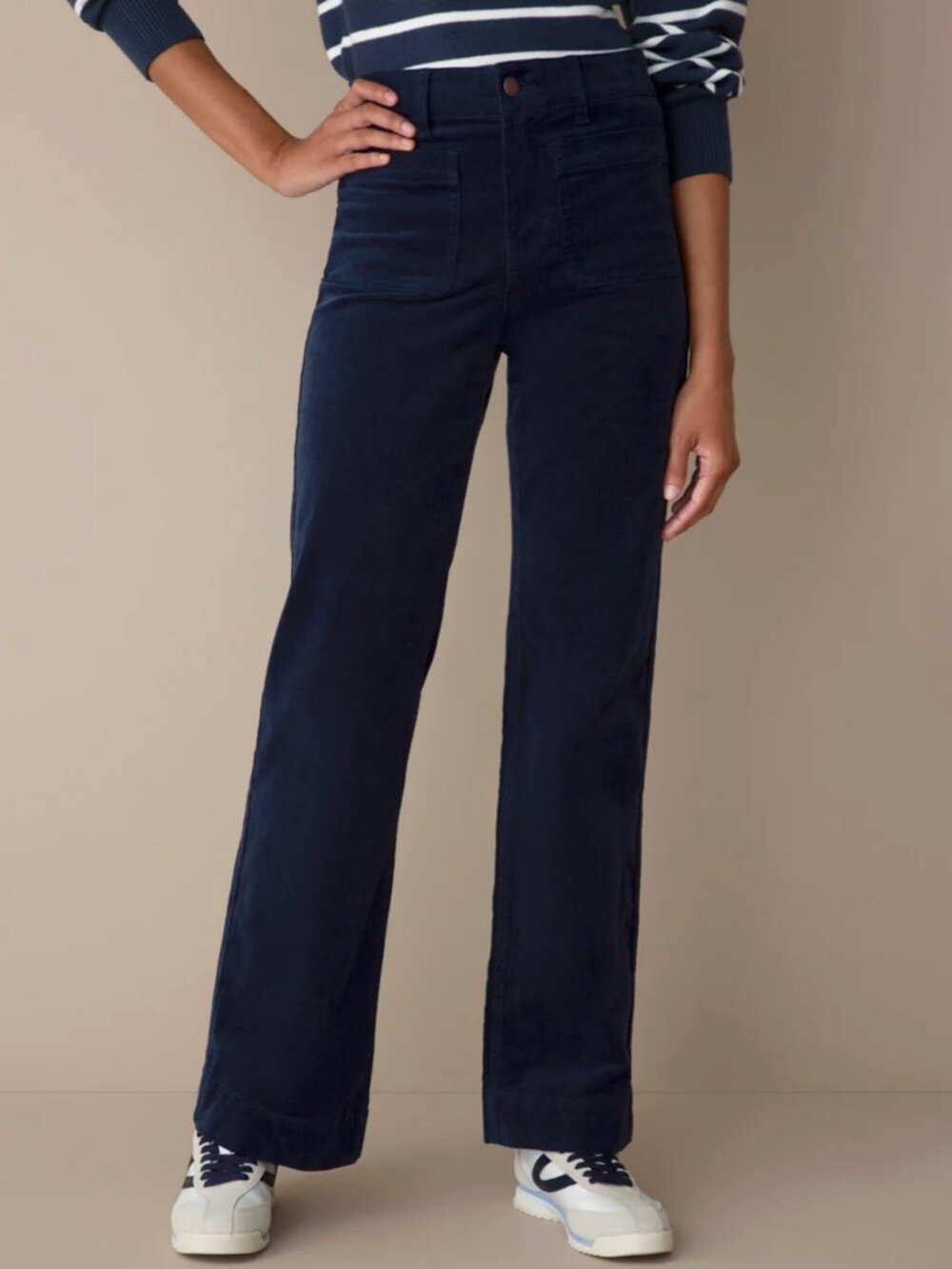 Draper James Women's Navy Blue Corduroy Pants in Nassau Blue Size 14